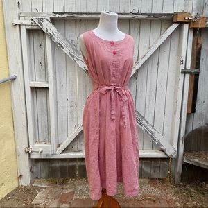 Vintage handmade red and white striped midi dress